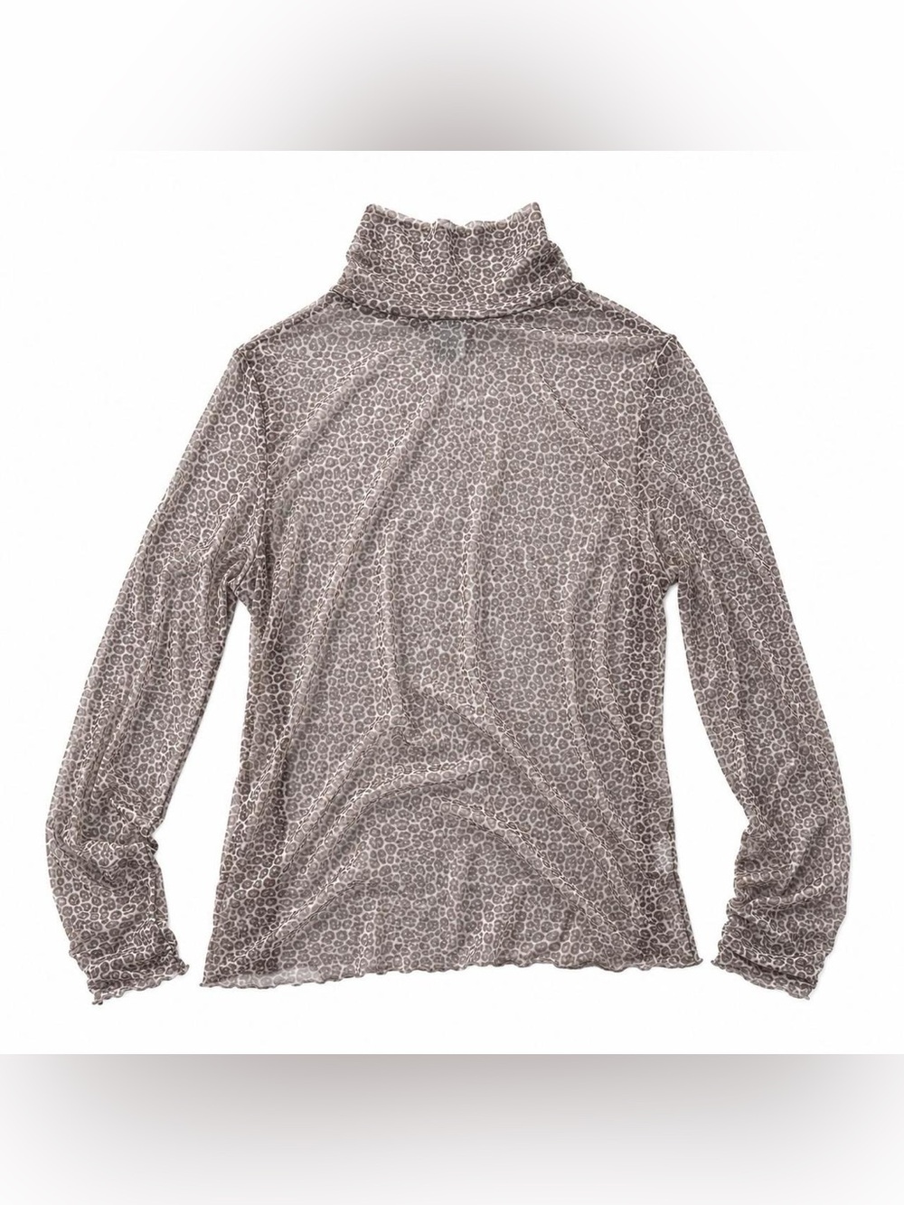AFRM Leopard Print Mesh Mock Neck Long Sleeve Top Size 3X Sheer Y2K